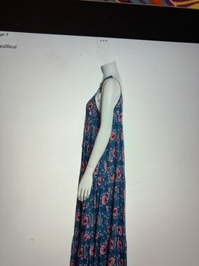 NATURAL LIFE Teal Floral Maxi Dress with crochet trim unfinished hem